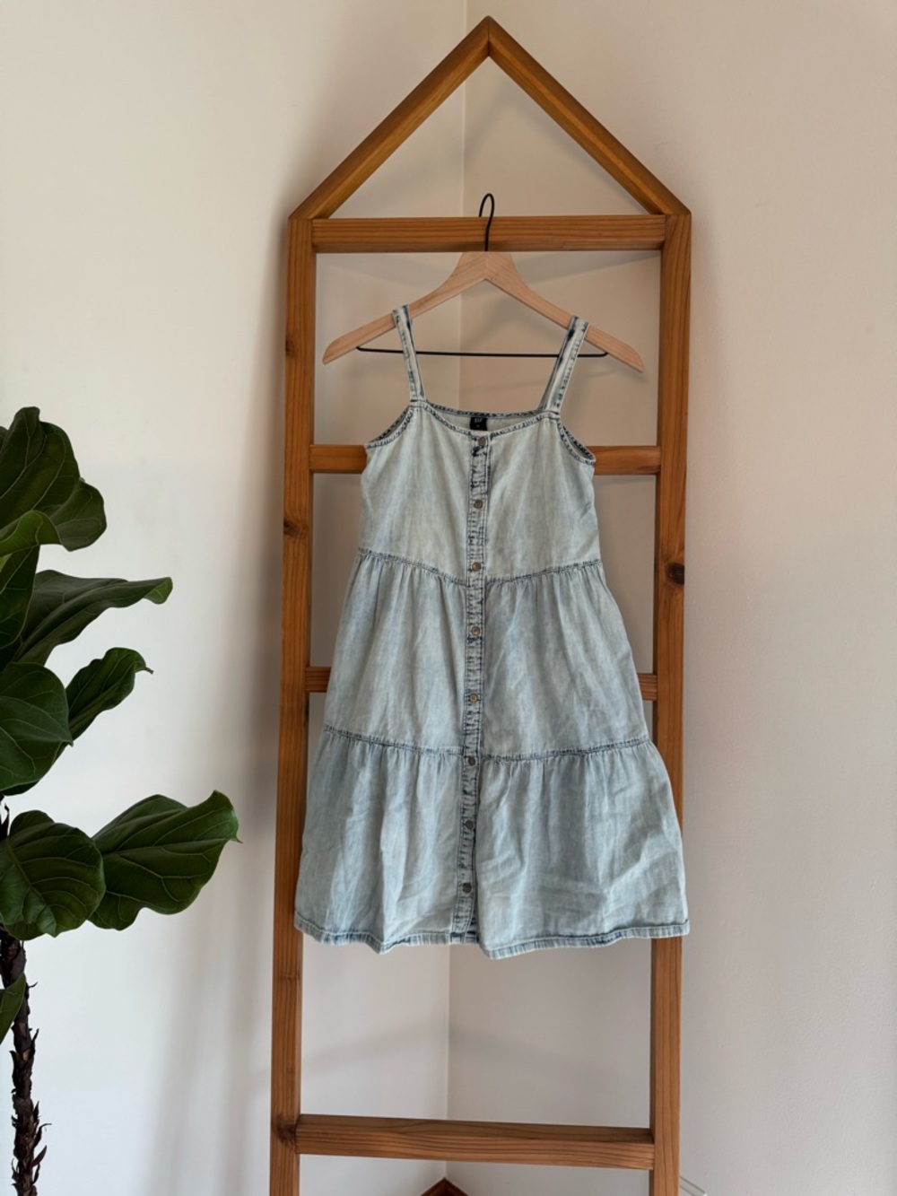 GAP Light Blue Tiered Denim Dress